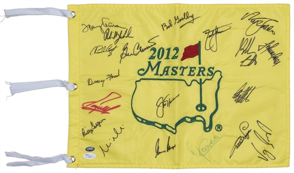 Masters Winners Multi Signed 2012 Masters Flag With 19 Signatures Including Nicklaus, Player & Singh (JSA)